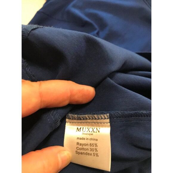 NWT Muxxn Modest Midi Dress Women 2XL High Neck Royal Blue Fitted Belt Minimal - Picture 9 of 14